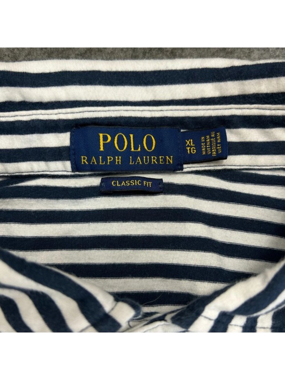 Polo Ralph Lauren Polo Shirt Mens XL Blue Gray Striped Classic Fit Pony Pocket - Picture 8 of 12